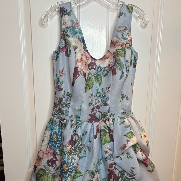 EUC ZIMMERMANN Matchmaker Dress in light blue floral size 1 linen and silk - Picture 2 of 9